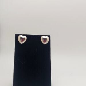 Vintage Sterling Silver Puffy Heart Stud Earrings Italy